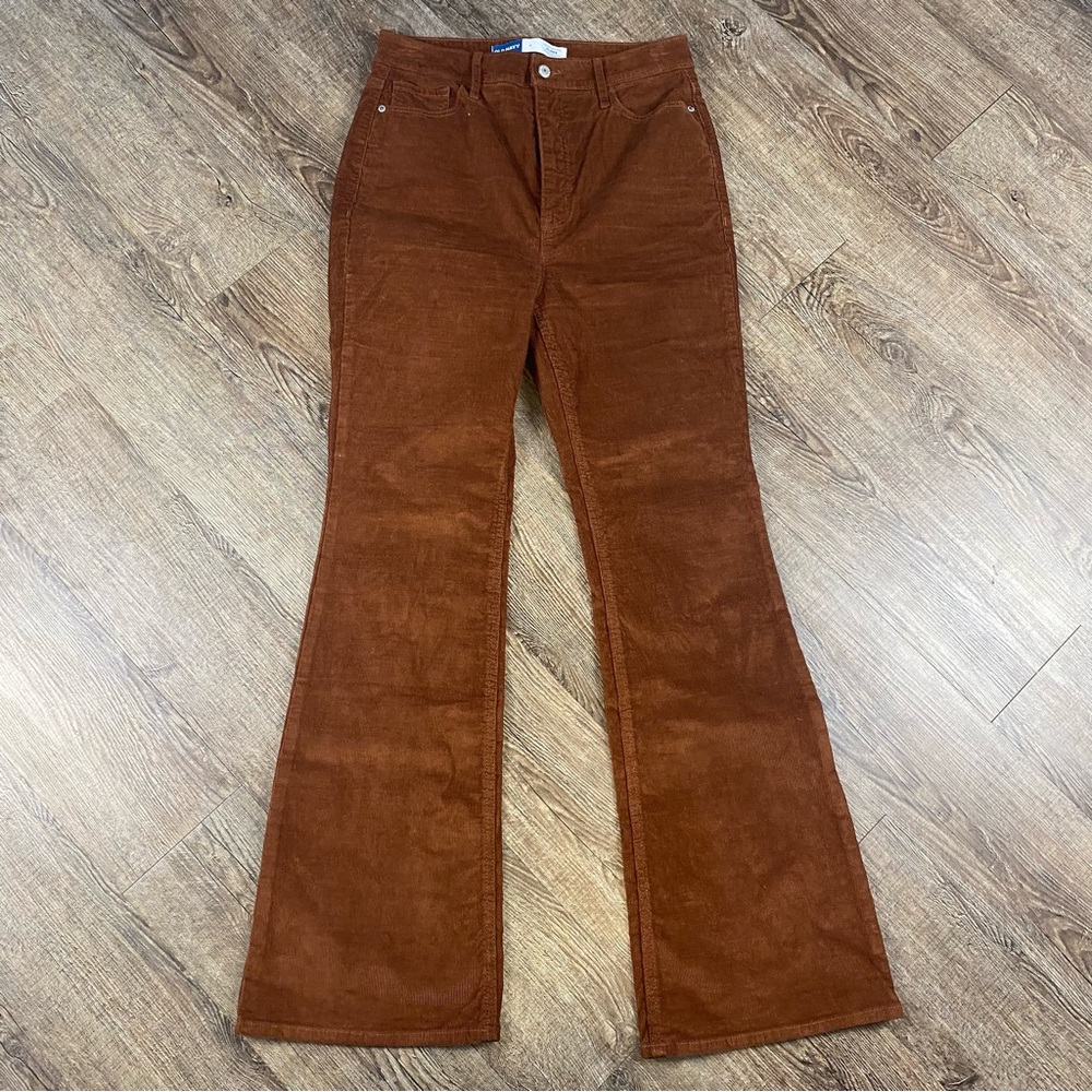 Old Navy Pants Women Size 8 Rust Brown Corduroy Flared High Rise Pockets